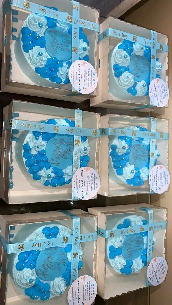 Bulk order custom cake for baby boy Murtuza with M.Murtaza name decorations - Personalized Baby Cakes Karachi By Whisk And Sift